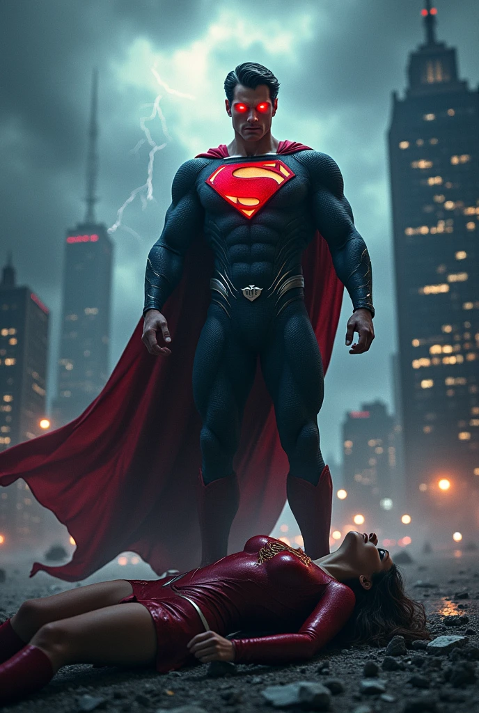 Evil damage Superman killed wonder girl in Metropolis