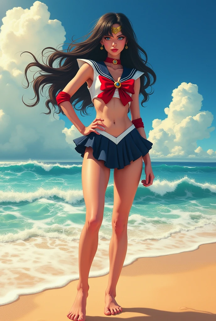Sexy Sailor Mars realistic 8k barefeet and hyper sexy