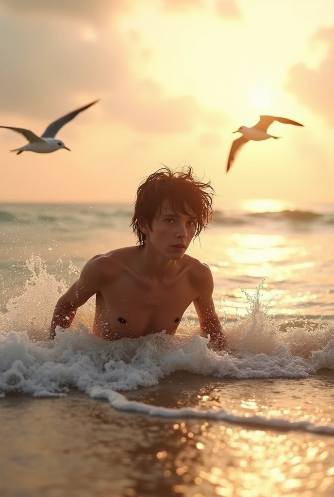 A person drowning in the shallows when all they have to do is get up. It is a reflection of someone who does not want help.. something light and