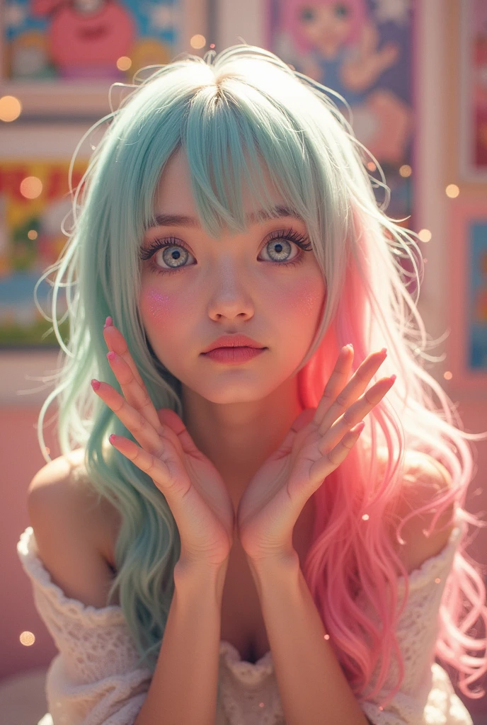 beautiful girl making ahegao gestures