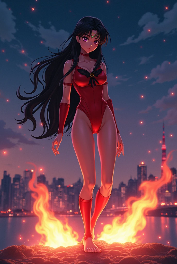 Sexy Sailor Mars realistic 8k barefeet, almost nude and hyper sexy