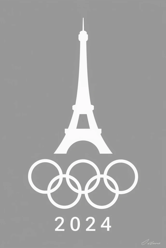 Create a Paris Olympic 2024 logo in white colour and without any background 