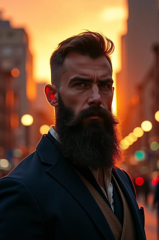 I created a tall man with short hair and a tall beard