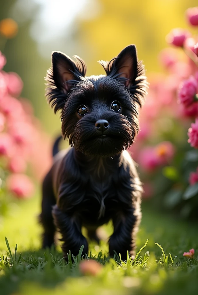 A black yorkshire terrier dog 