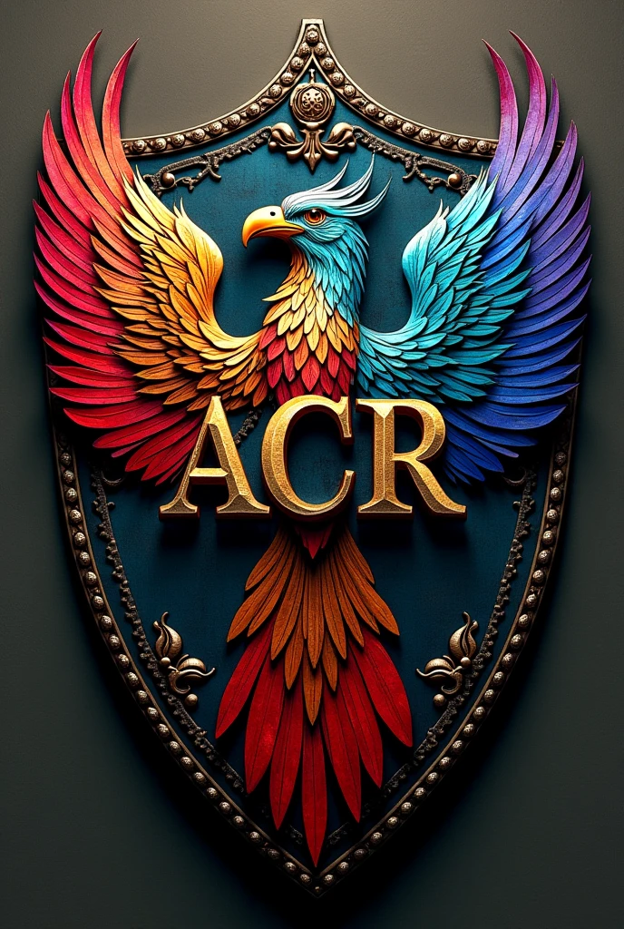 Logo containing a bird 7 colors, The title of the logo is ACR enclosed in a medieval shield
