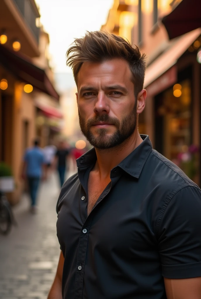 I created a man with short hair and a short beard