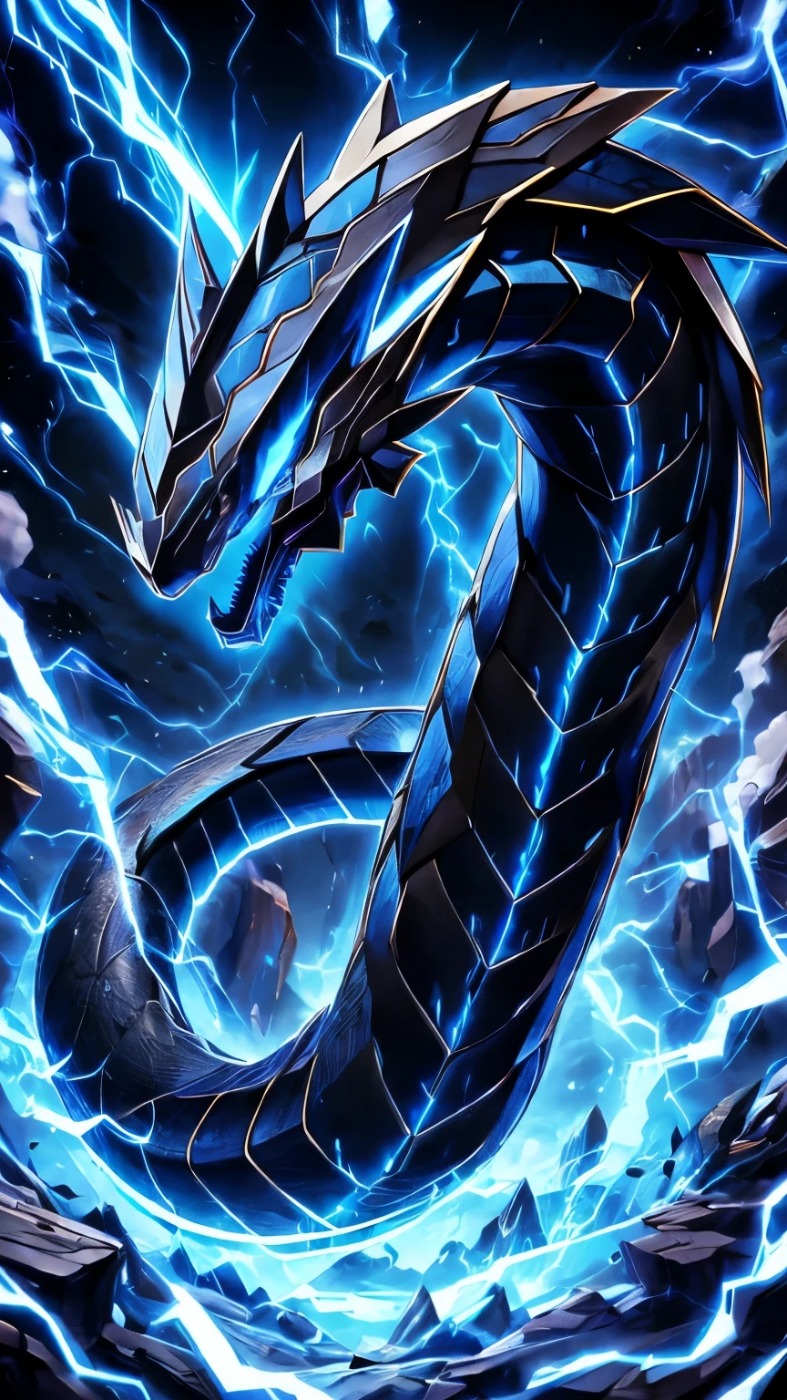 Electrified Blue-Eyed Black Serpent Dragon