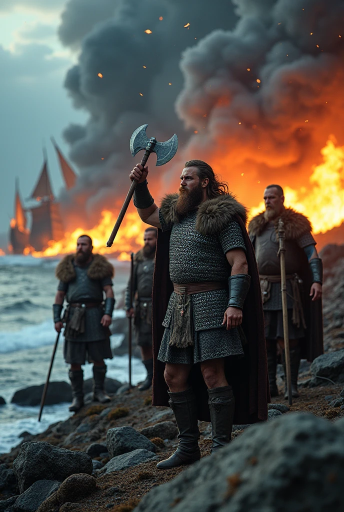 An image representing "burn the boat" where the Vikings used this phrase to inspire themselves not to go back on what was said.