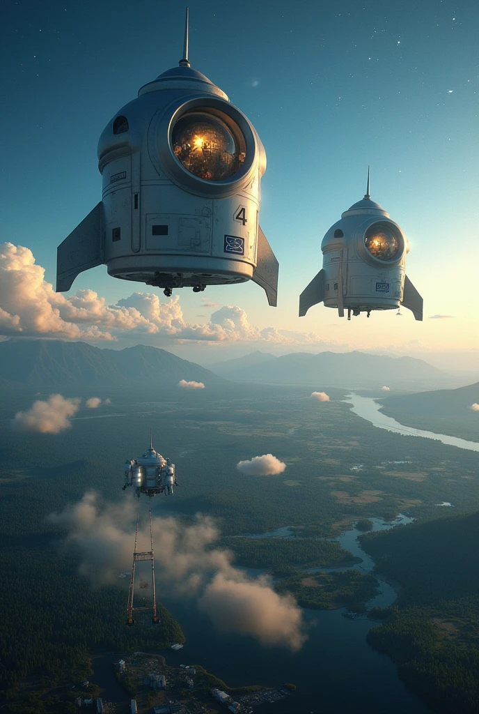 Soyuz 4 and Soyuz 5 returning to Earth.