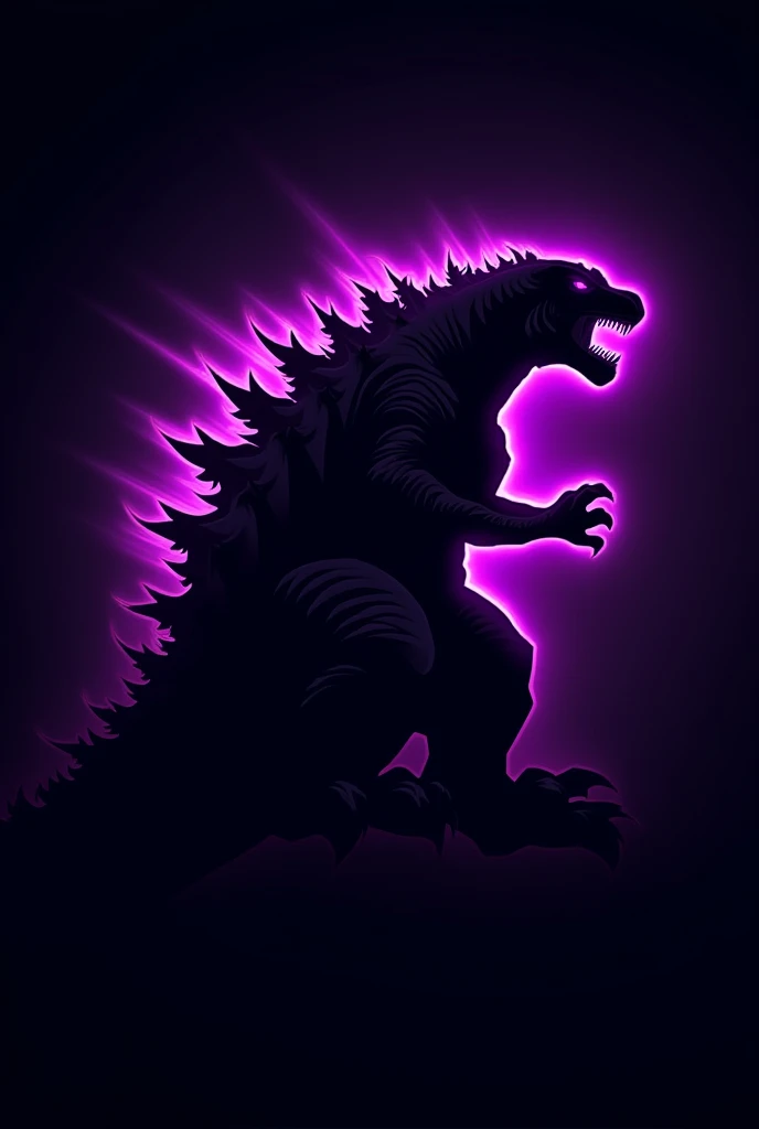 Create a simple Godzilla logo with purple neon colors for an online gaming team