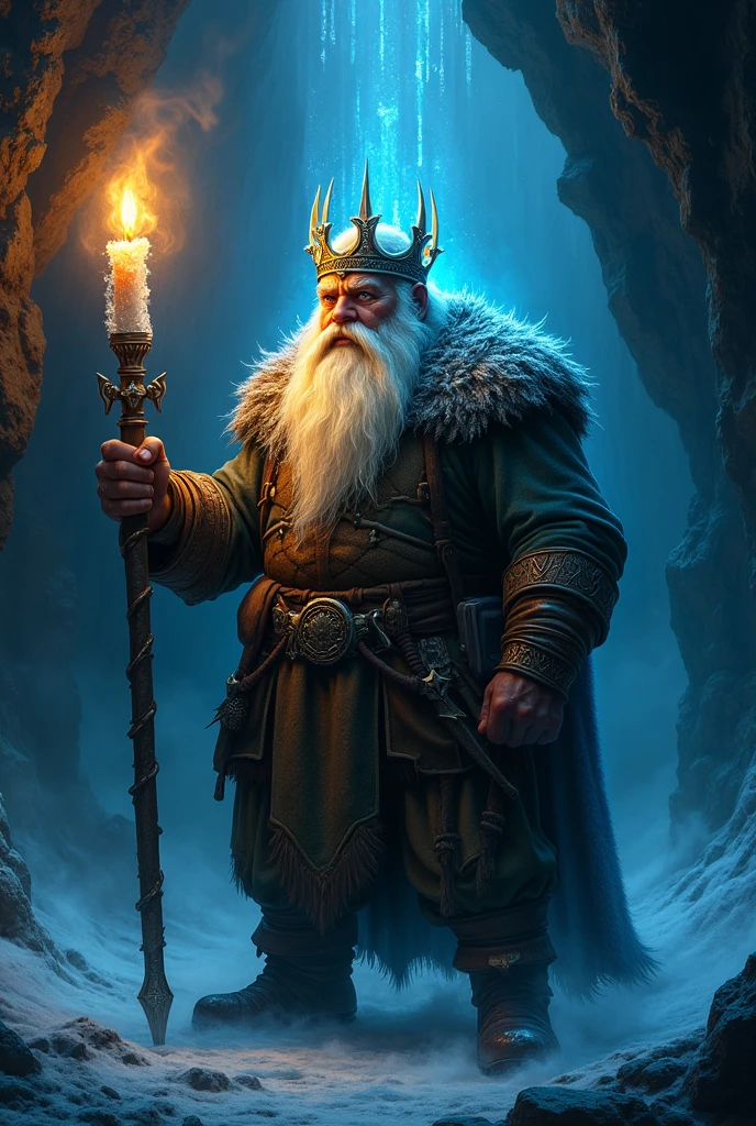 Dwarf with candlestick and releasing ice rays and anti-blade crown