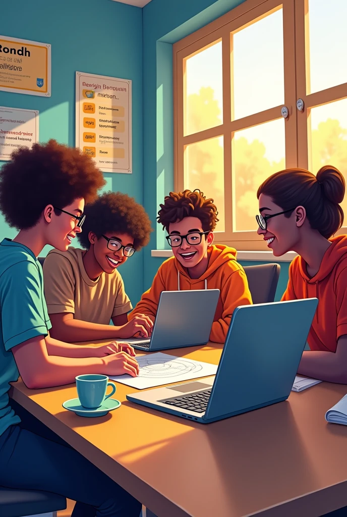 I want an image of a group of students programming an application called speak and play
