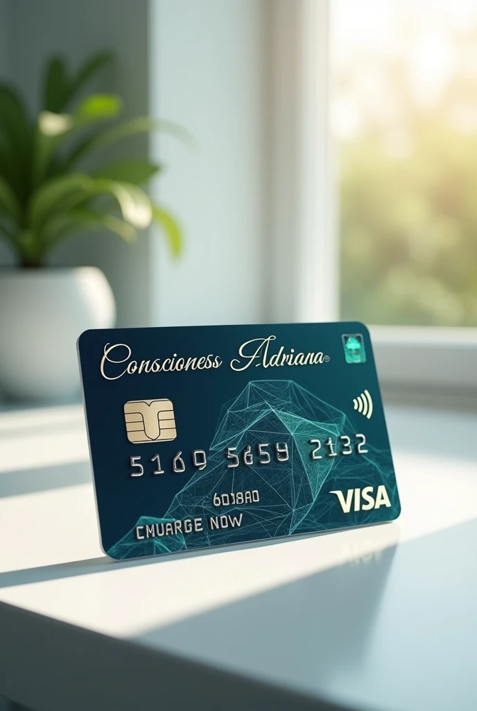 Credit card with the name Consciousness Adriana and the name of the bank Consciousness