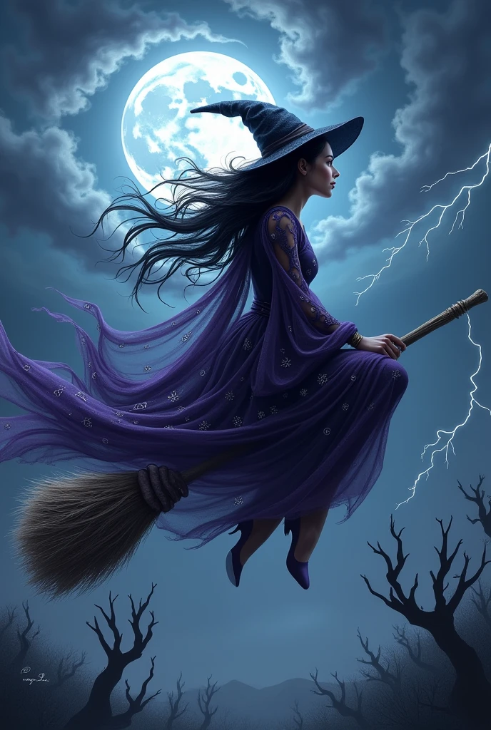 Witch flying on a broomstick in SP