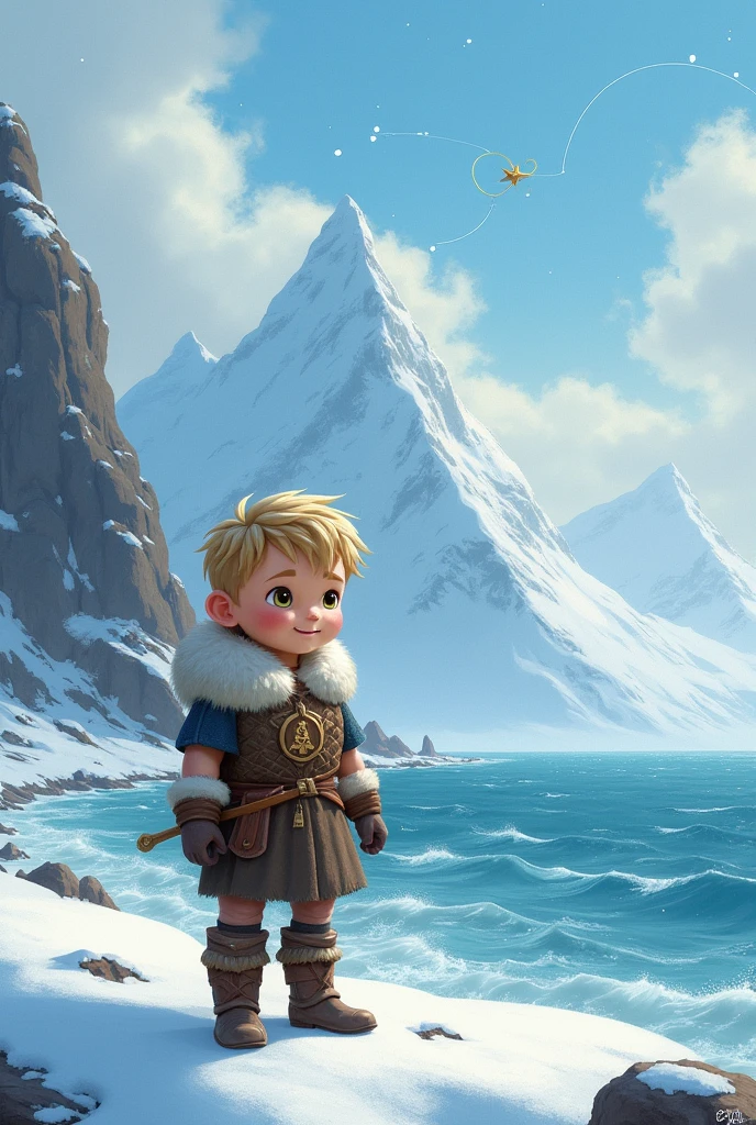 **Title: The Little Jarl**

**Synopsis:**
In a distant, frozen land, where the sea meets the mountains, lives a young Viking known as the Little Jarl. He was not like the other warriors in his village.. While the other Vikings dreamed of conquests and treasures, Little Jarl dreamed of deeper adventures: he wanted to understand the meaning of courage, of honor and life.

**Chapter 1: The Meeting with the North Wind**

Once upon a time, in a village surrounded by majestic fjords, a viking boy named Jarl. Jarl was known by everyone as a curious boy, always questioning the traditions of his people and seeking answers in the most unlikely places. One day, as he walked alone along the seashore, he met the North Wind, that blew hard, carrying with it the scent of distant lands.

"Who are you?", asked Jarl, Without fear, facing the wind.

"I am the North Wind", replied the cold breeze, "the one who carries the secrets of all lands and seas. But few are those who dare to listen to me."

Jarl, with his determined gaze, asked the North Wind to take him on a journey to discover what it truly meant to be a Viking. The North Wind, impressed by the boy&#39;s courage, agreed.

**Chapter 2: the Keeper of the Stars**

The North Wind soprou com força, taking Jarl to a high mountain, where a wise old man lived, the Keeper of the Stars. He was a man with hair as silver as snow and eyes that shone like the constellations..

"What are you looking for?, Young Jarl?", asked the Guardian.

"I want to understand the meaning of courage and honor", Jarl replied.

the Keeper of the Stars sorriu e apontou para o céu. "As estrelas, as well as the lives of men, follow a path. Some shine brightly, but they fade away quickly. others, although more discreet, light up the sky for ages. True courage is not fighting to the end, but rather choose the path that your heart guides you, even if it is