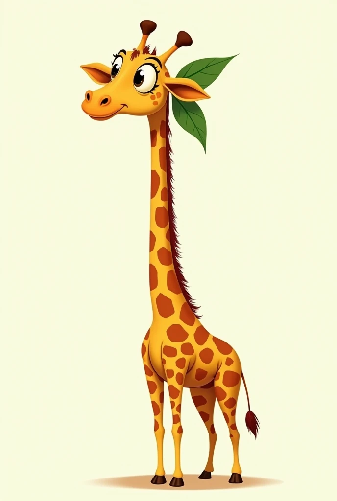 Giraffe with a leaf behind its ear Disney Pixar transparent background