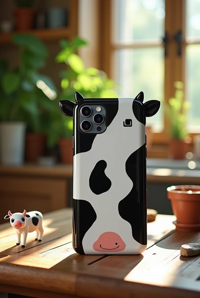 iphone 33 pro max in black and white looking like a cow