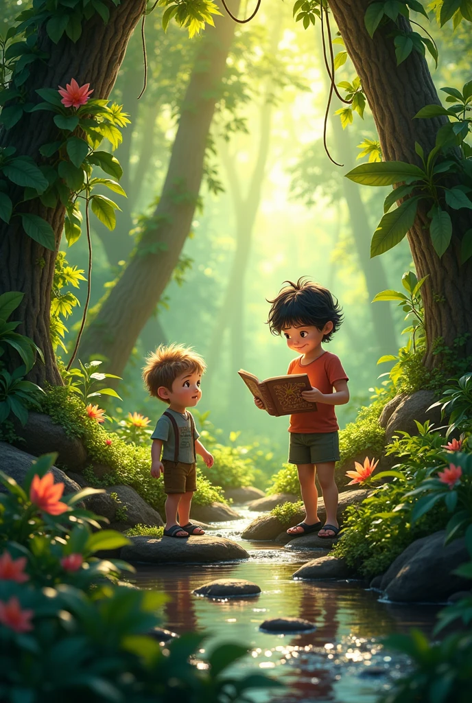 A boy live in a jungle with his grandmother