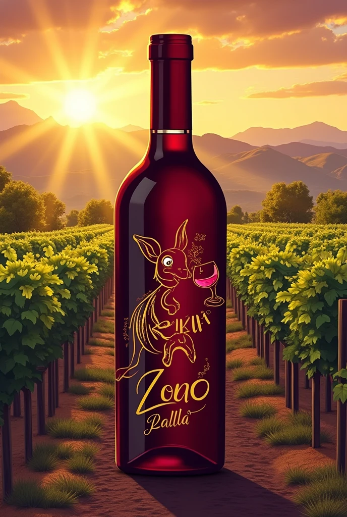 A logo that contains the following written in Spanish: 
wineries and vineyards The drunk KEVIN A ZOO malbec 2022 products from Mendoza Argentina