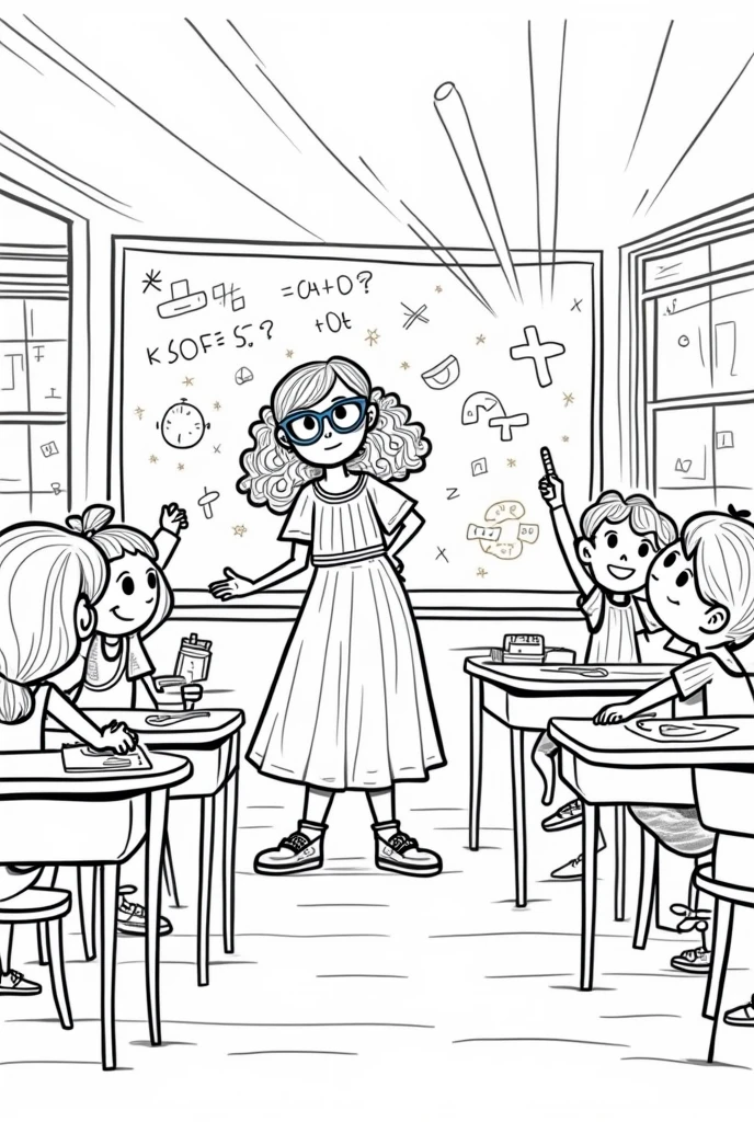 Image pour enfant à colorier
Salle de classe de maths
Image en noir et blanc