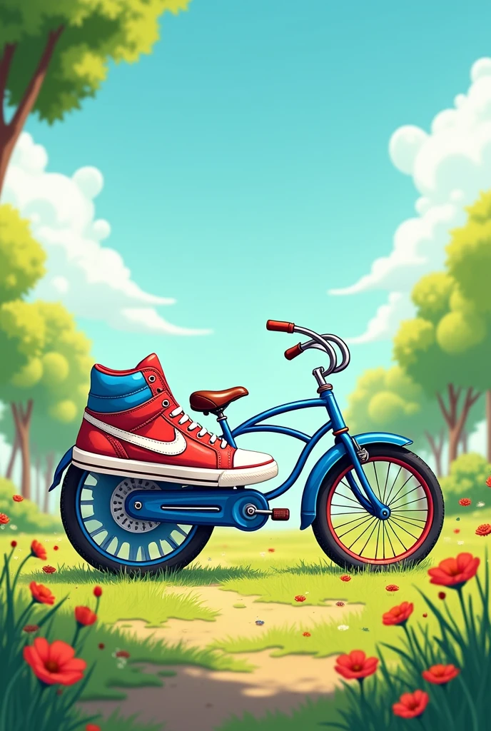 Bicycle wearing a sneaker