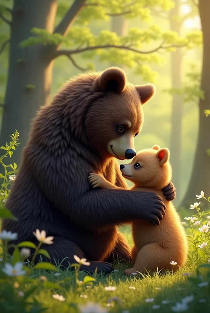 Father and son bear hugging each other lovingly