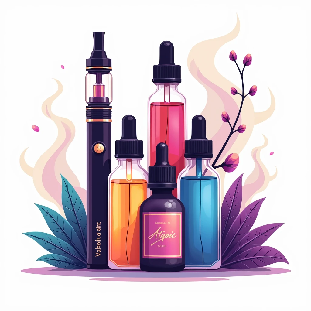 Vector art, vaping supplies, White background