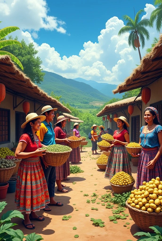 Marketing of corn, Bean, potatoes and coffee, in an indigenous area, as a single graphic element, y los Beanes