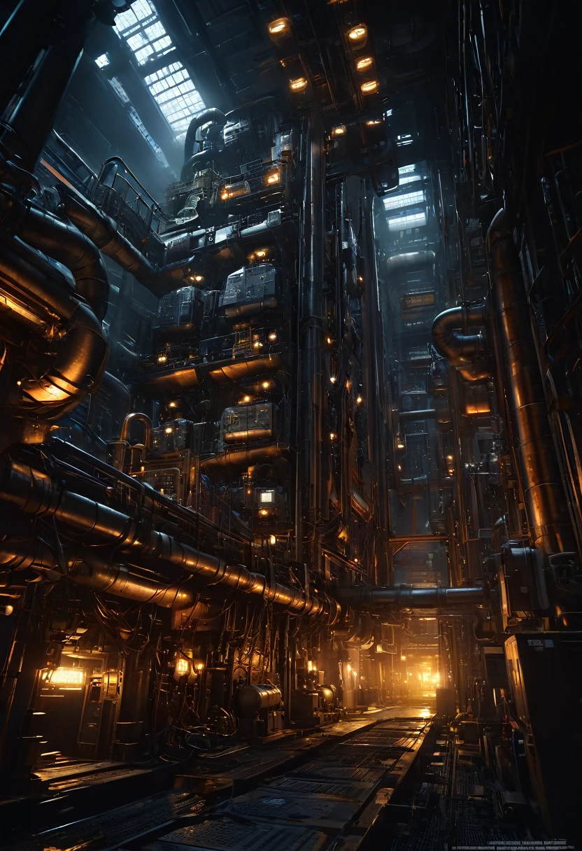 a highly detailed technologically advanced underground laboratory, a complex industrial generator, intricate machinery, complex electric circuitry, cables and wires, industrial equipment, glowing lights, dramatic lighting, moody atmosphere, cinematic composition, chiaroscuro lighting, photorealistic, 8k, HDR, ultra-detailed, hyper-realistic, intricate details, industrial aesthetic, gritty, sci-fi