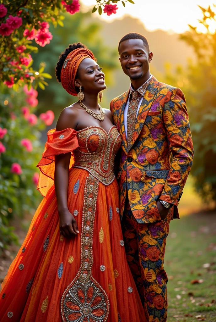 Couple mariage en tenue traditionnelle africaine