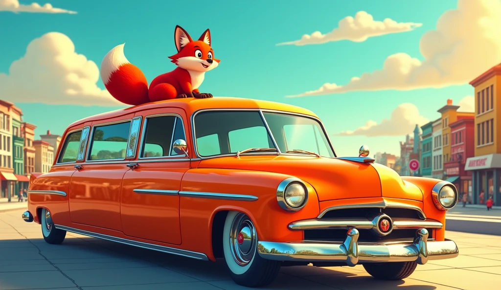 ORANGE LIMOUSINE WITH FOX
