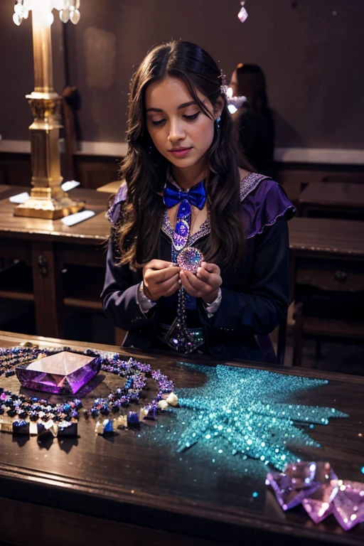 Magic school decorated with gems and crystals