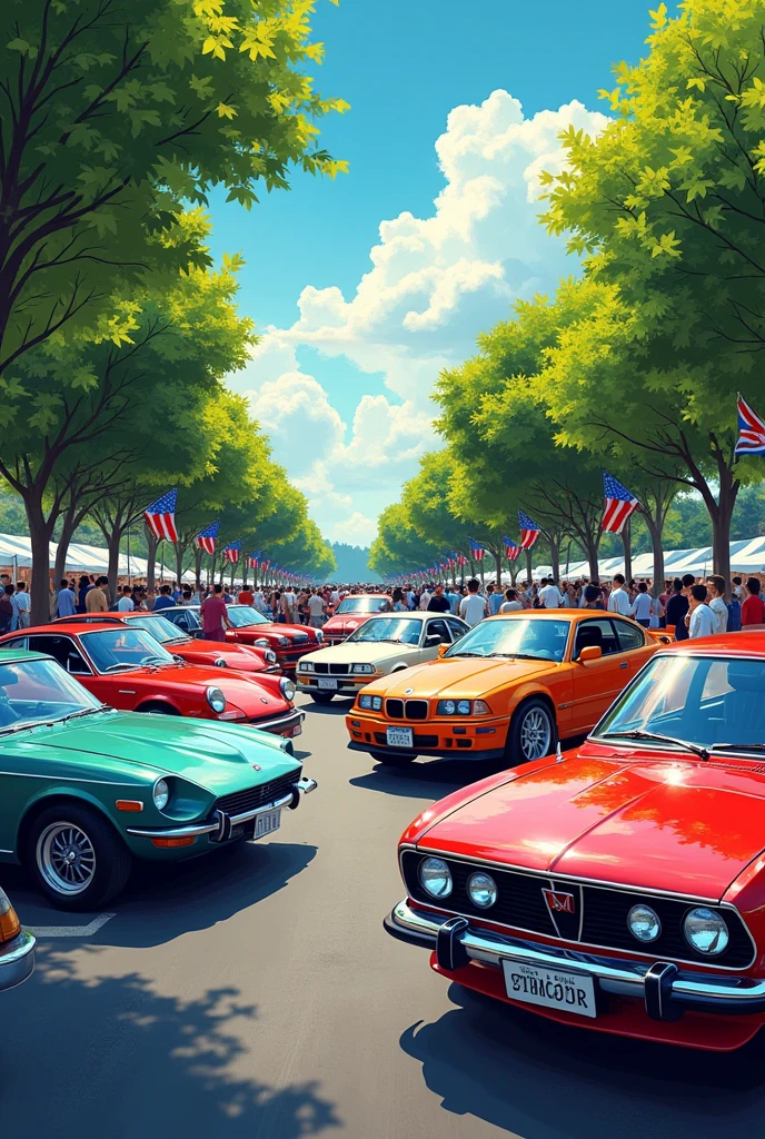 Poster gathering old cars and Japanese car kazokou