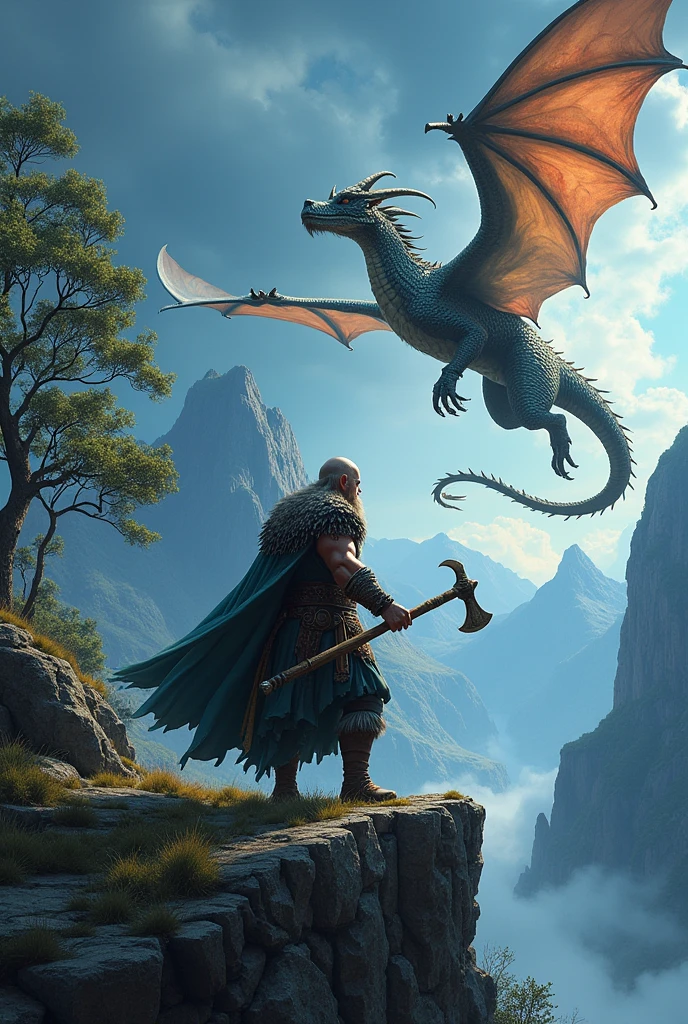 Create a 140x210 book cover about a Viking and a Dragon