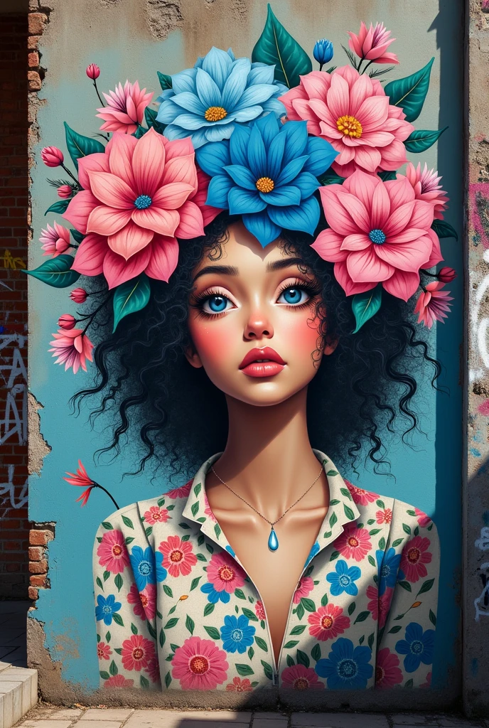 Hortensia flower street art
