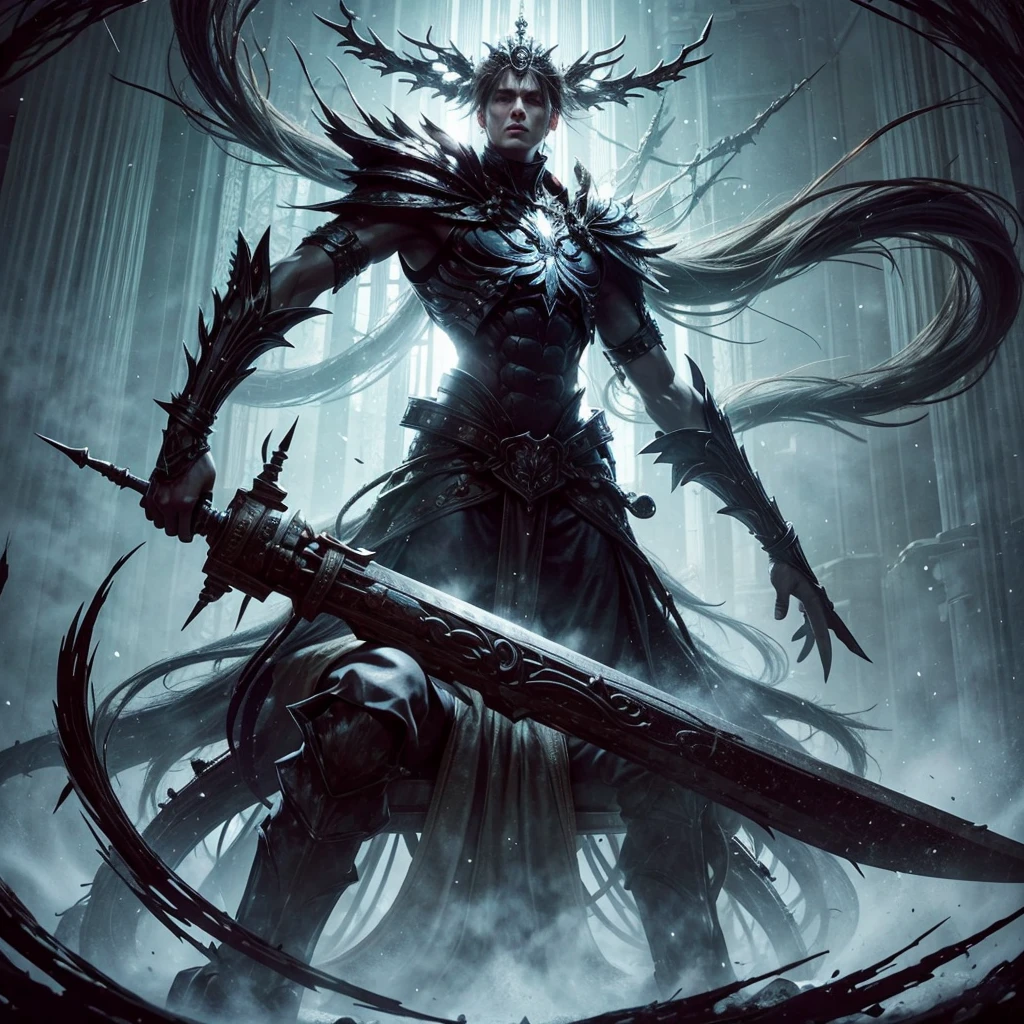 Make the image with him sitting on a throne
