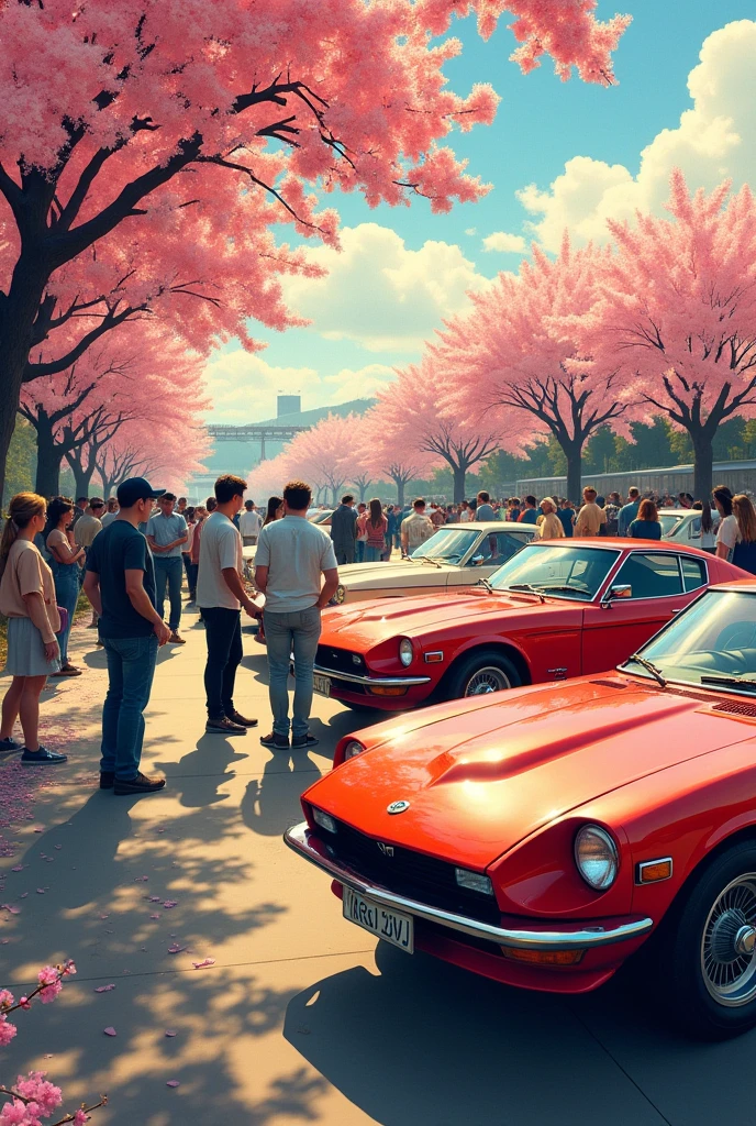 Poster gathering old cars and Japanese car kazokou