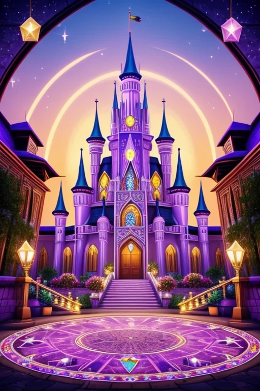 Magic school decorated with gems and crystals