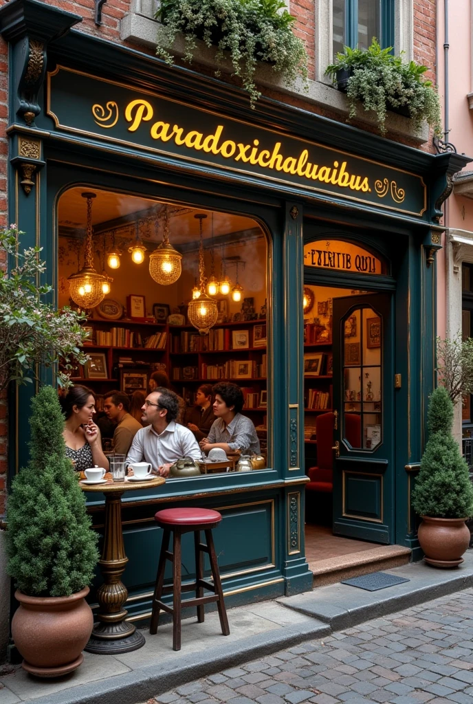 Make an antique coffee house and The coffee house will have paradoxicalvibus written on it