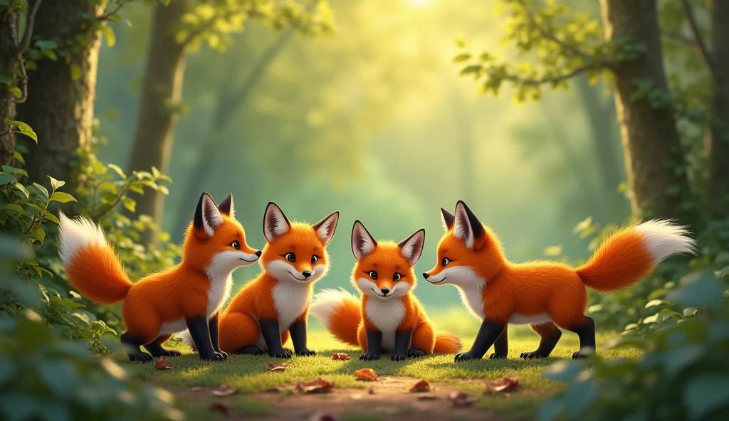 several foxes together