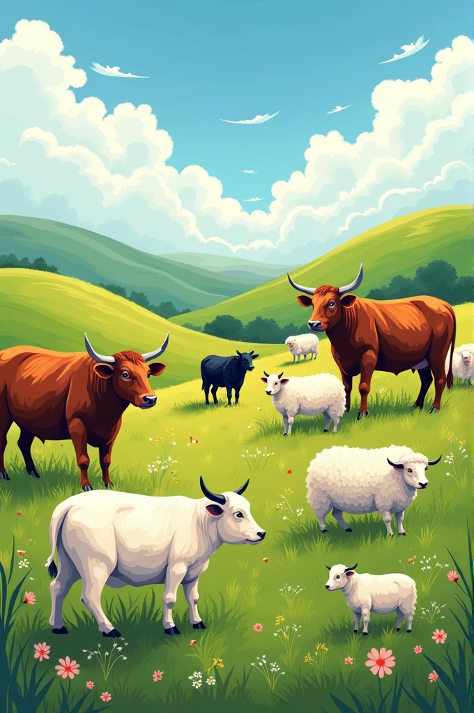 Livestock activity, ( cattle and sheep) in Graphic element