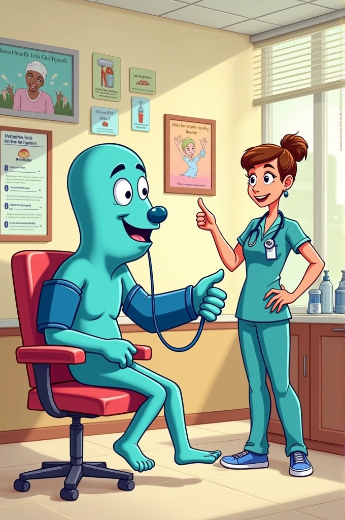 Cartoon of how to take your blood pressure correctly 