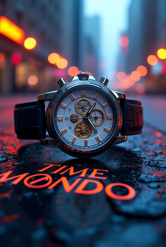 Create watch and glasses 3d visiting card name "time mondo'' mobile number "8801686880173"