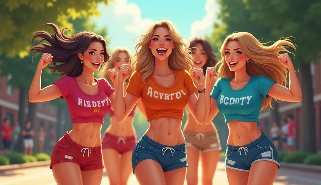 (Girls are stronger than boys) strong sorority girls lifting and carrying nerdy fraternity boys, (Girls are stronger than boys)