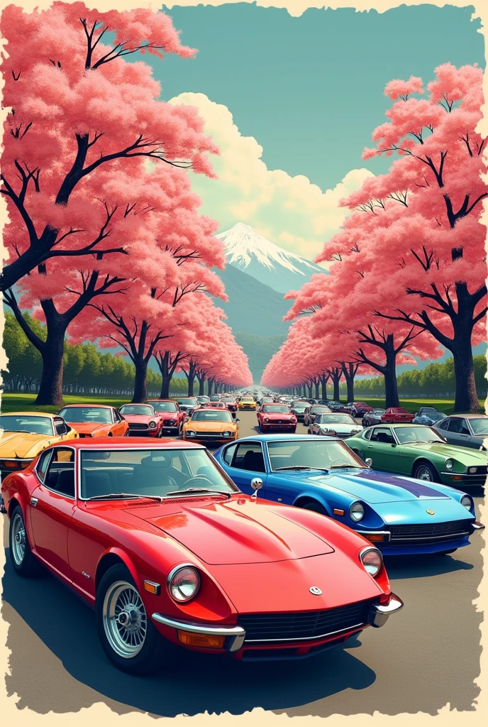 Affiche rassemblement vieille voitures et voiture japonaise 
 Association kazokou