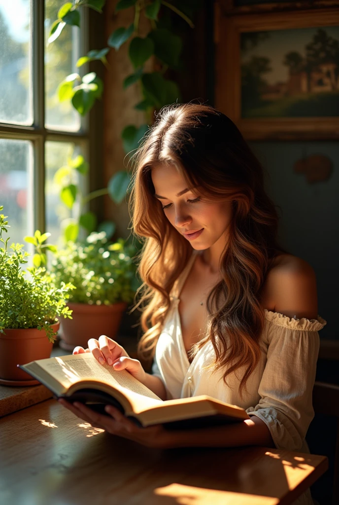 Let the beautiful female model drawing in America be impressive and realistic book reading