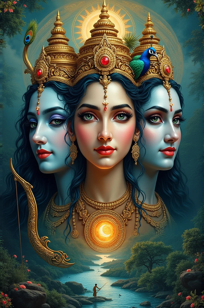 Ram , Krishna , shiva eyes collage wallpaper