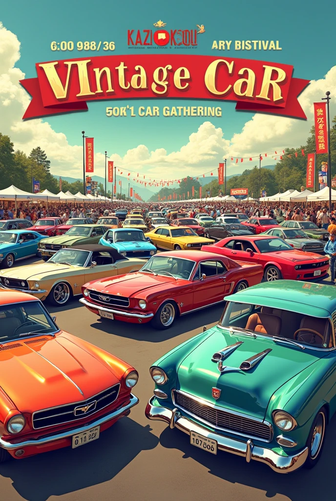 Affiche rassemblement vieille voitures et voiture japonaise 
Association kazokou