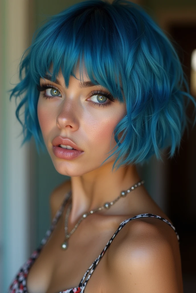 sexy female showing her big ass short hair blue hair detailed ass detailed pussy when her showing her ass toungue out