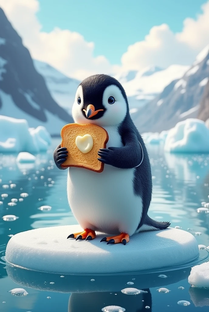 Dessine un pingouin qui mange des tartine de beurre 